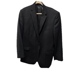 Lauren Ralph Lauren Men's 46L Blazer Jacket Black Gray Pinstripe 100% Wool